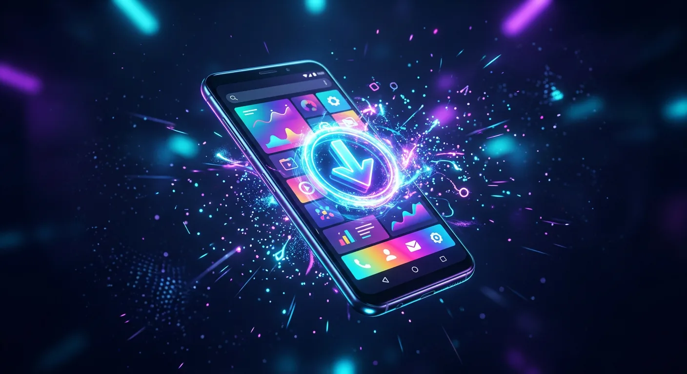 Smartphone with an app and an install arrow
