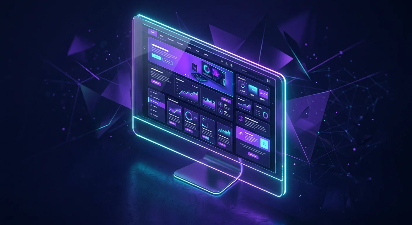 Glowing monitor showing a business website